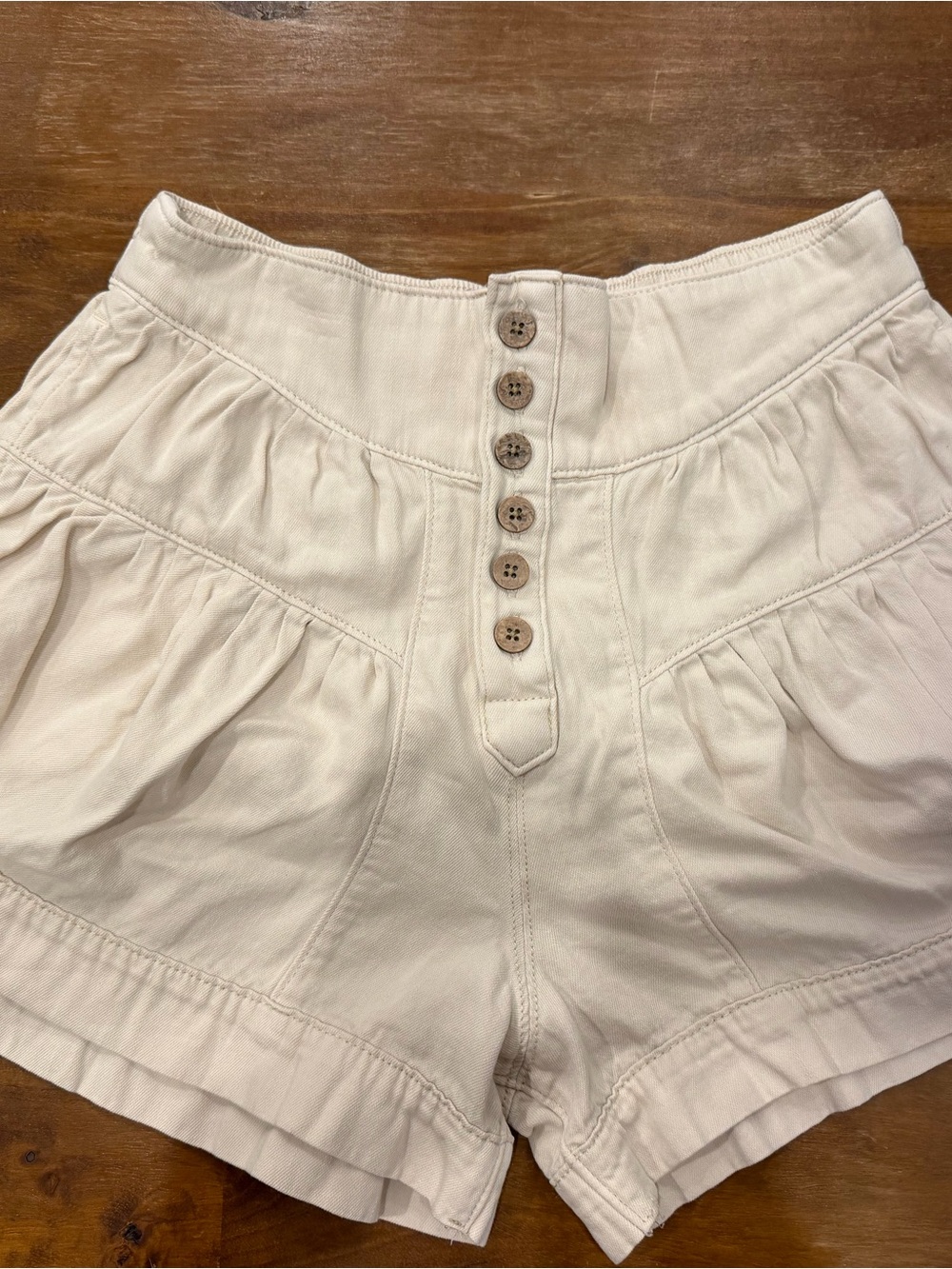 We The Free Cream High-Waist Button-Front Shorts